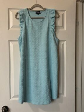 SSYS Light Blue Textured Ruffle-Trim Mini Dress